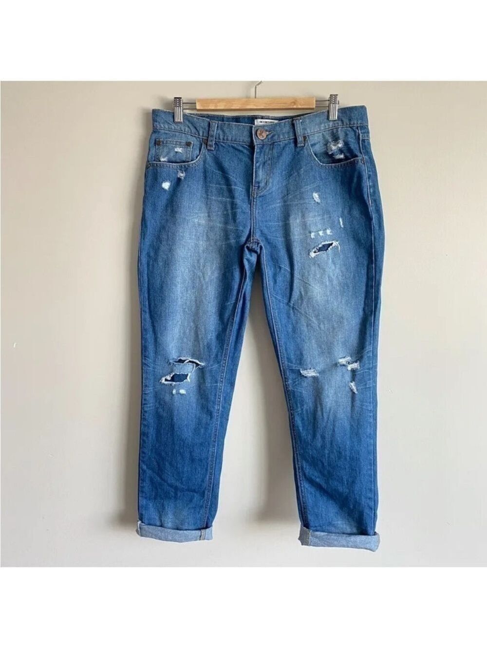 One x One Teaspoon Awesome Baggies Jeans Relaxed Leg Sz 31 Distressed